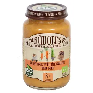 RUDOLFS Bio zelenina s pohankou a hovězím masem 8m+190 g