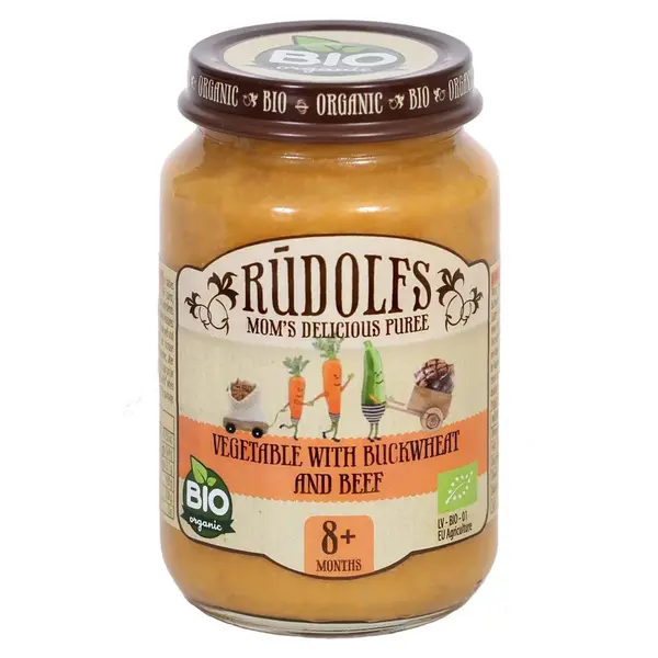 RUDOLFS Bio zelenina s pohankou a hovězím masem 8m+190 g
