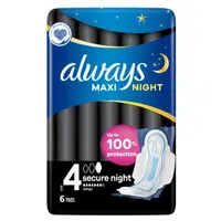 ALWAYS Maxi Secure Night Hygienické vložky s křidélky 6 ks