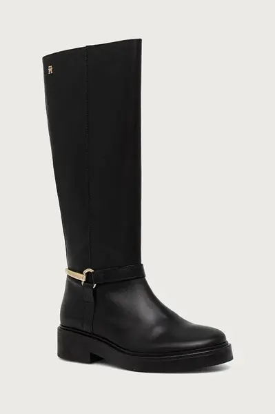 Tommy Hilfiger  kozačky nad kolena dámské kožené TH STUD LEATHER KNEE