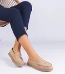 Gemre Béžové dámske mokasíny z eko-semišu Sevilia