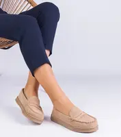 Gemre Béžové dámske mokasíny z eko-semišu Sevilia