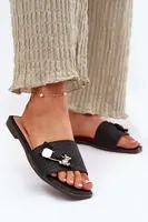 Boto Dámske Sandále Na Plochosom Opätku S Mašľou Čierne Sallariela