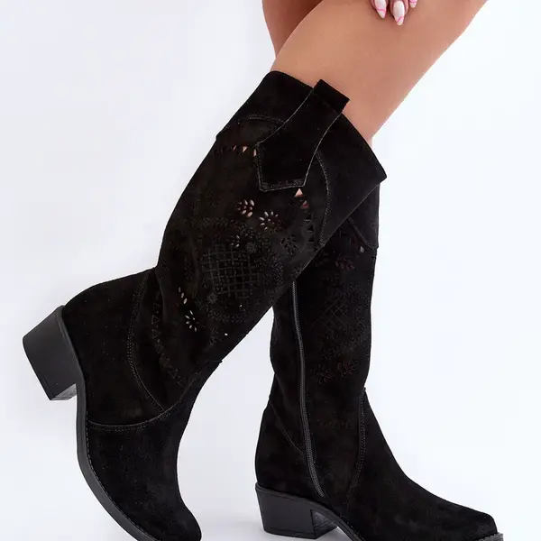 Zazoo 4043 Semišové Nízke Topánky S Otvormi Čierne