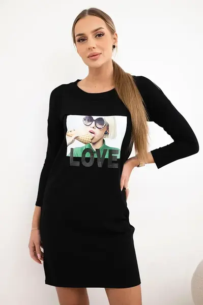 Dress with love print black