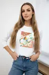 Blouse with 3D Bird white graphics