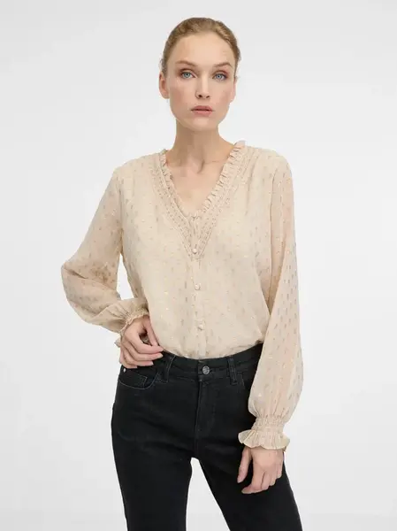 Beige women's blouse with long sleeves ORSAY - Ladies