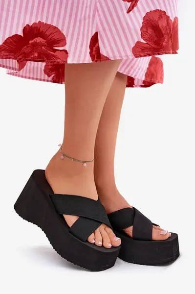 Boto Dámske Sandále Na Klíne A Platforme Čierne Sevolee
