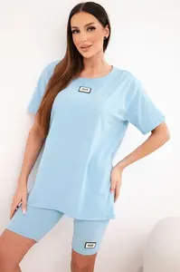 Kesi Włoski Dámska bavlnená súprava s krátkym rukávom a šortkami modrý
