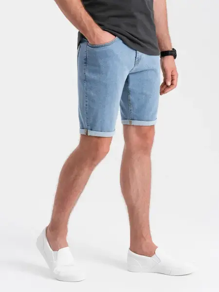 Ombre Men's denim shorts with rolled up legs - blue