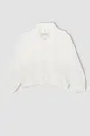 DEFACTO Girl Oversize Wide Pattern Polo Collar Buttoned Sweatshirt