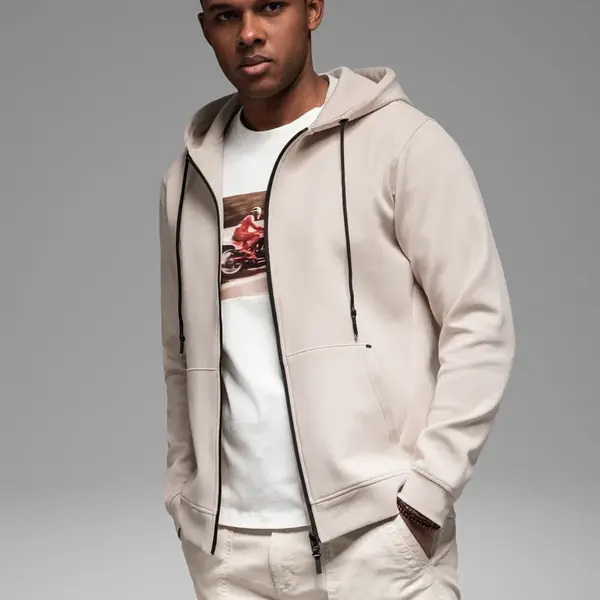 Ombre Sweatshirt unzipped hoodie in streetwear style - sand