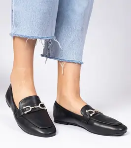 Gemre Čierne elegantné mokasíny s kryštálmi Banzao