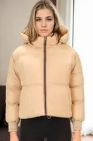 Z6650 DEWBERRY LADIES PUFFER COAT-BEIGE-1