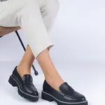 Gemre Dámske čierne mokasíny na hrubej podrážke Presto