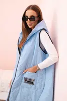 Kesi Włoski Dámska prešívaná vesta Plus Size s kapucňou na zips modrá