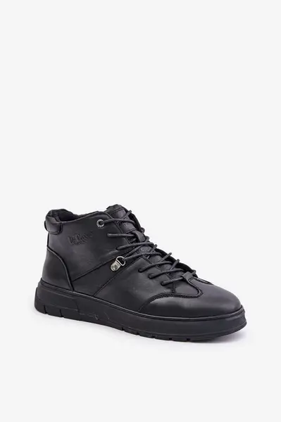 Leather insulated ankle sneakers men's Lee Cooper black