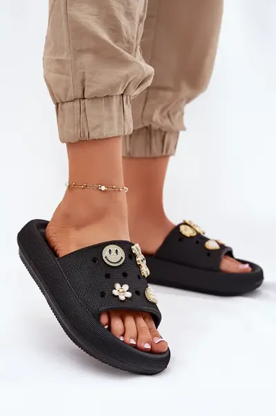 Dámske Pěnové Šľapky S Pripínaním Čierne Vinceza 76055