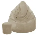 Sedací vak vrece 100x75 s podnožníkom plyšová béžová