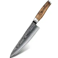 Damaškový kuchynský nôž Zenroku-Chef/Hnedá H37557