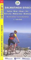 Dalmátské pobřeží sever (Šolta, Brač, Hvar, Vis, Korčula, Makarska, Biokovo) /cykloturistická mapa 1:100 000