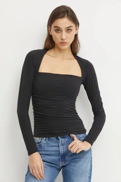 Tričko s dlouhým rukávem Abercrombie & Fitch černá barva, KI139-4893