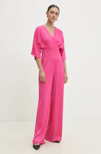 Overal Answear.LAB růžová barva, s výstřihem do v