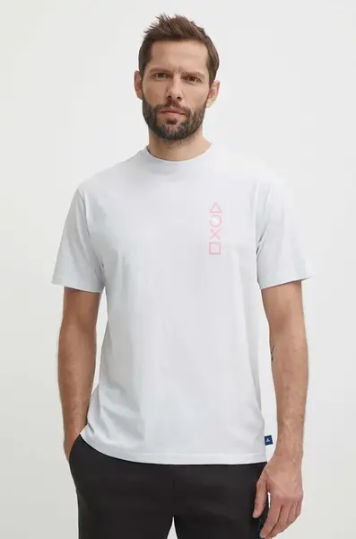 Bavlněné tričko Puma PUMA X PLAYSTATION šedá barva, s potiskem, 624694