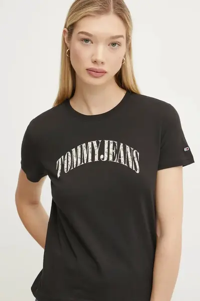 Bavlněné tričko Tommy Jeans černá barva, DW0DW20161