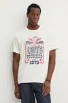 Bavlněné tričko Levi's SS RELAXED FIT TEE béžová barva, s potiskem, 16143