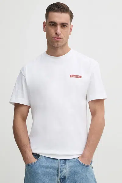 Bavlněné tričko Calvin Klein bílá barva, s potiskem, K10K114158