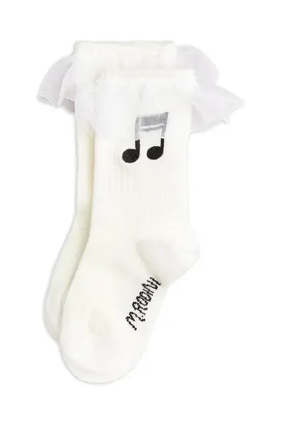 Dětské ponožky Mini Rodini Note bílá barva, 2526010610