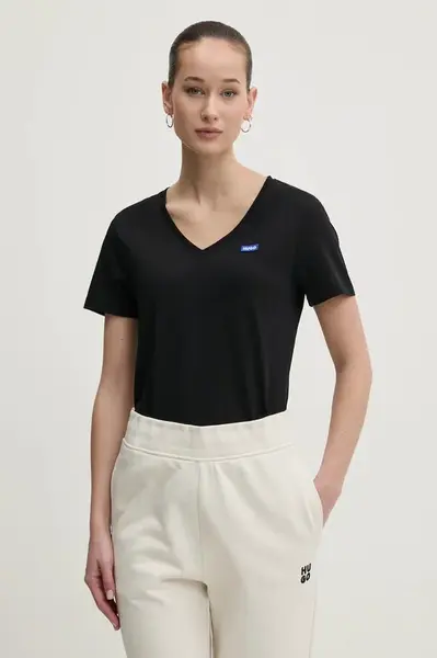 Bavlněné tričko Hugo Blue černá barva, 50513667