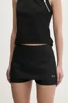 Vlněné šortky Heliot Emil černá barva, hladké, high waist, PRESS25_W_12_046_BLK01