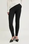 Kalhoty HUGO dámské, černá barva, jednoduché, medium waist, 50539991