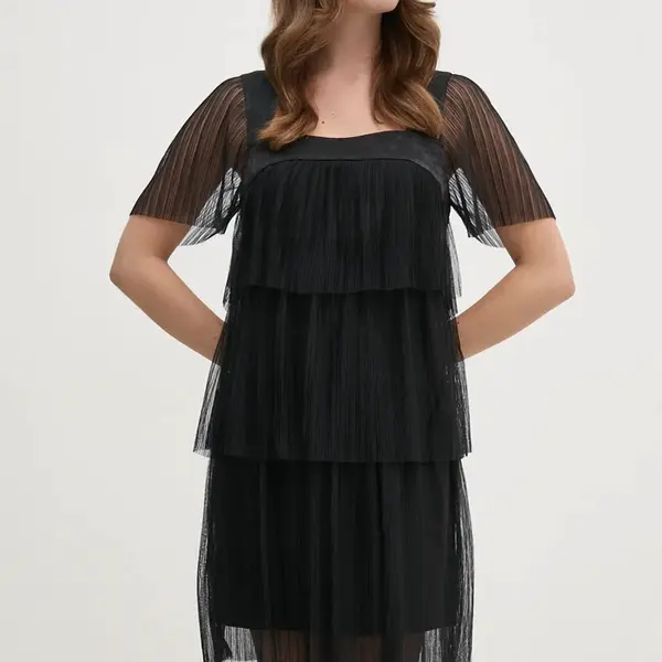 Šaty Dkny černá barva, mini, P4GD6XPH