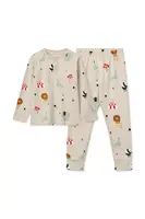 Dětské bavlněné pyžamo Liewood Wilhelm Printed Pyjamas Set béžová barva, LW19854