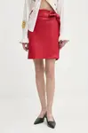 Sukně Never Fully Dressed Vegan Leather Mini Jaspre Skirt červená barva, mini, pouzdrová, NFDSK540