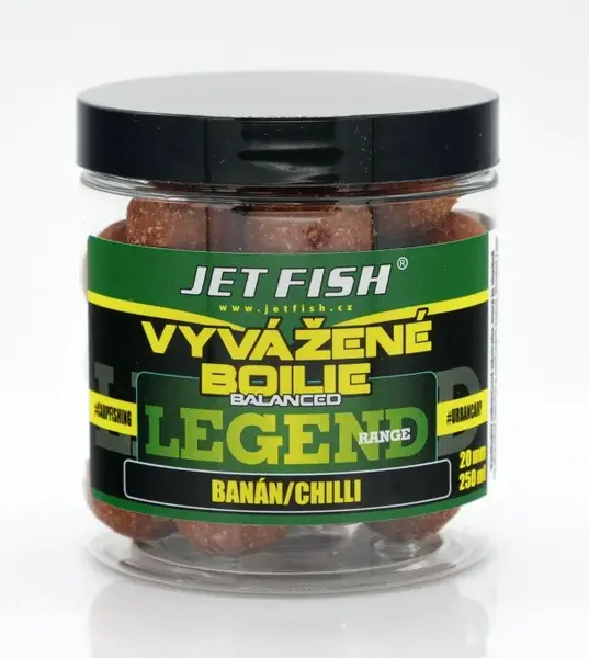 Jet fish vyvážené boilie legend range banán chilli 250 ml - 20 mm