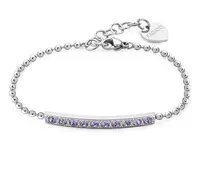 S'Agapõ Třpytivý ocelový náramek s fialovými krystaly Dazzly SDZ13