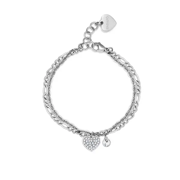 S'Agapõ Dvojitý ocelový náramek s přívěsky Aurora SAR28