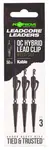 Korda montáž kable leadcore leader hybrid lead clip qc swivel 50 cm - weed