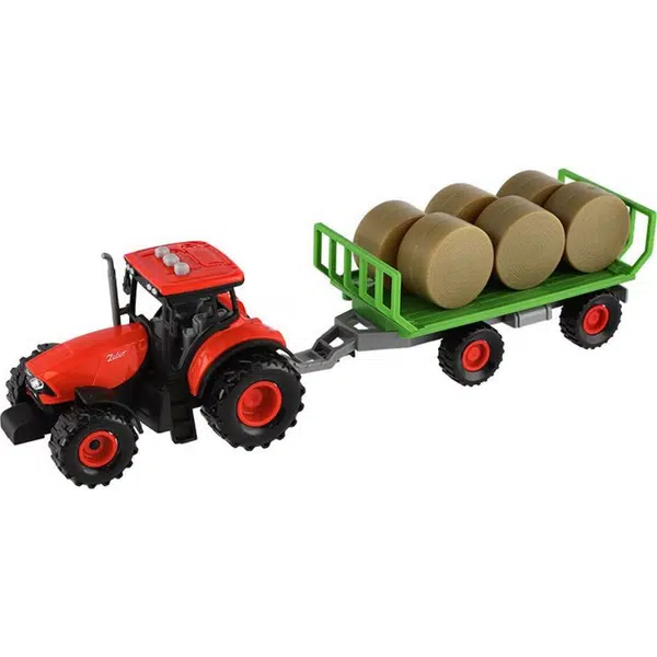 Teddies Traktor Zetor s vlekom a balíkmi plast 36 cm