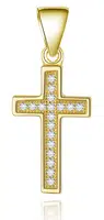 Beneto Pozlátený strieborný prívesok Krížik AGH589-GOLD