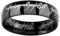 Silvego Čierny oceľový prsteň moci z filmu Pán prsteňov RRC5623 58 mm