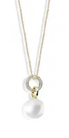Cutie Jewellery Pôvabný perlový prívesok zo žltého zlata so zirkónmi Z6303-3123-40-X-1