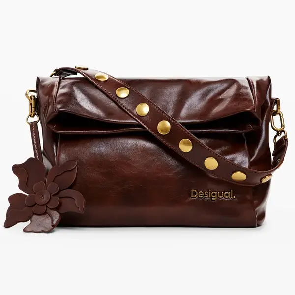 Hnědá kožená kabelka Desigual