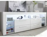 TV stolík Goal 179 cm, biely, s osvetlením%