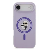 Zadní kryt Karl Lagerfeld Liquid Silicone Karl and Choupette MagSafe pro Apple iPhone 17 Air, fialová
