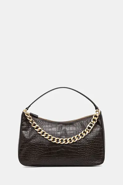 Kožená kabelka Twinset hnědá barva, 252TD8252